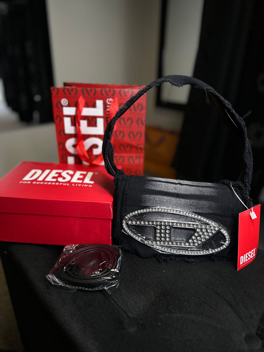 DIESEL bolsa de ombro 1DR em canvas